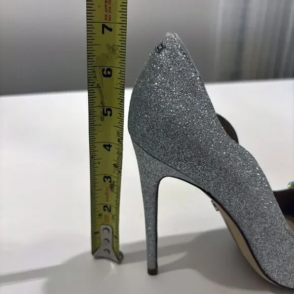 Sam Edelman Deela Embellished High Heel Silver Glitter Pointed Toe Pumps Sz 7.5‎ - Picture 6 of 10